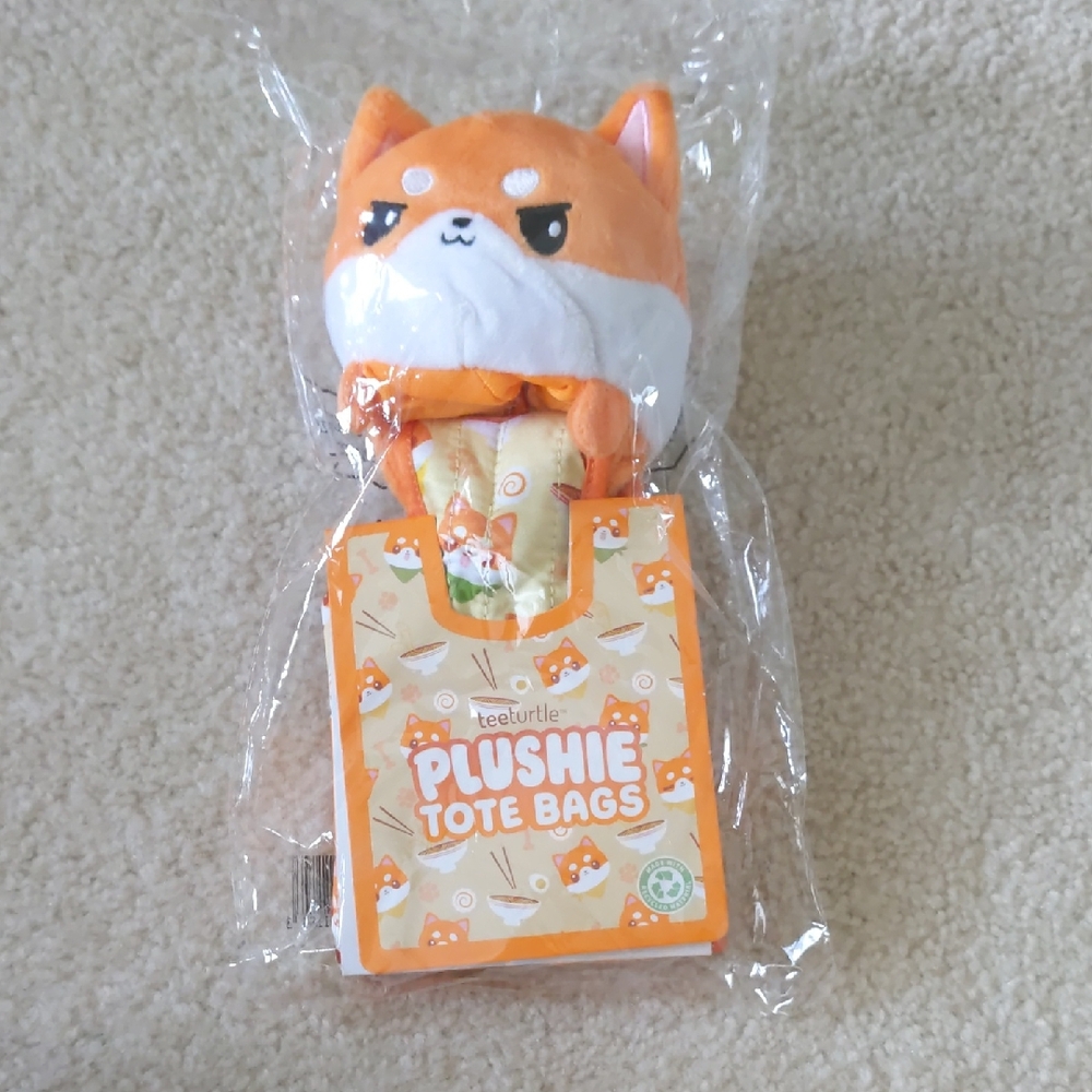 TeeTurtle Shiba Inu Ramen Orange Plushie Tote Bag
